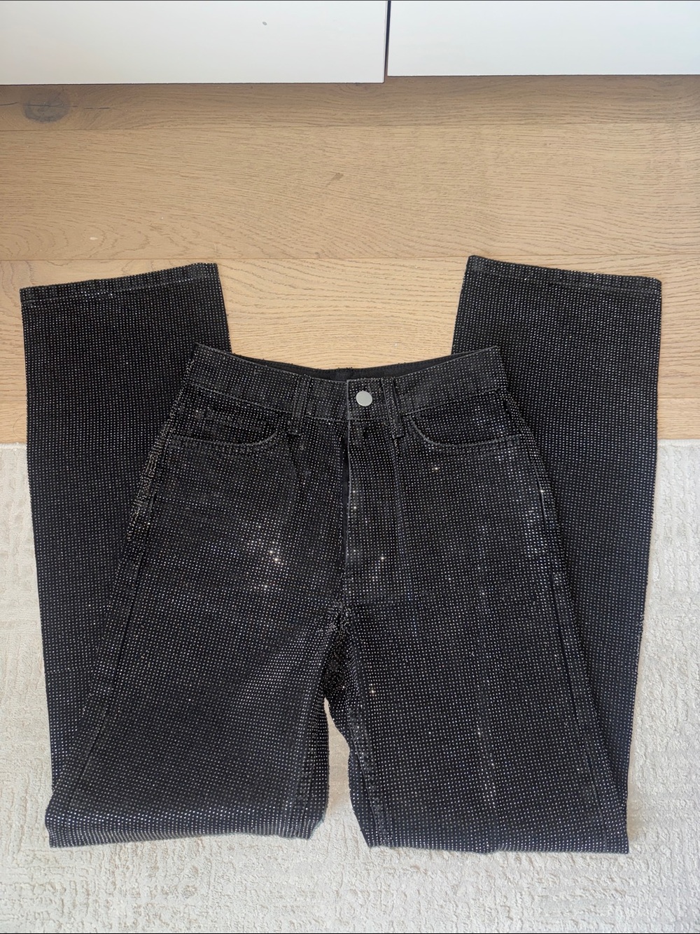 Zara Black High-Rise Sparkle Jeans